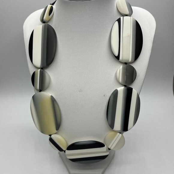 Fanny Fouks (Paris) Black Gray and White Statement Necklace JP229 - Picture 1 of 5